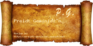 Preidt Geminián névjegykártya